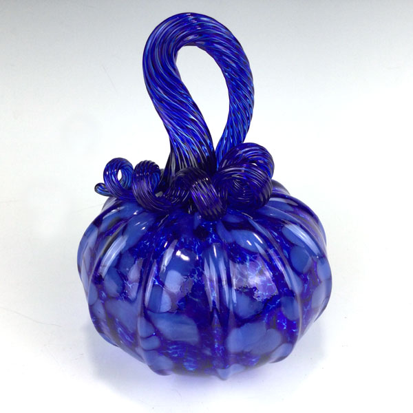 Cobalt Polka Dot Pumpkin with Blue Stem - Image 4